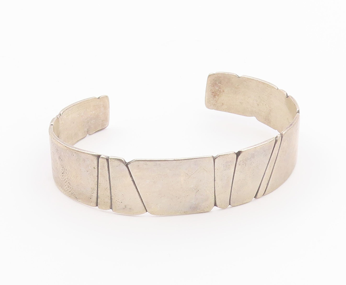 DESIGNER 925 Silver  Vintage Shiny Pattern Tapered Cuff Bracelet  BT9231