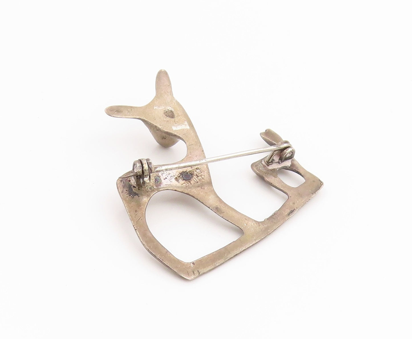 925 Sterling Silver Vintage Brooch Pin Minimalist Deer & Fawn Cutout  BP12461