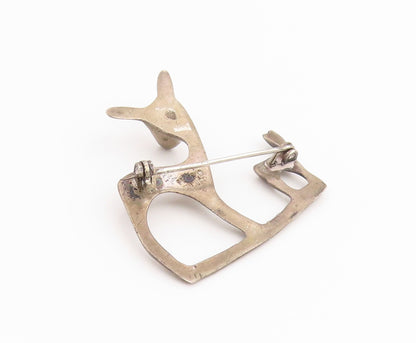 925 Sterling Silver Vintage Brooch Pin Minimalist Deer & Fawn Cutout  BP12461