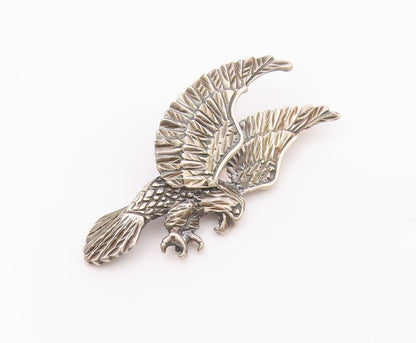 925 Sterling Silver  Vintage Shiny Diamond Cut Flying Eagle Pendant  PT19714