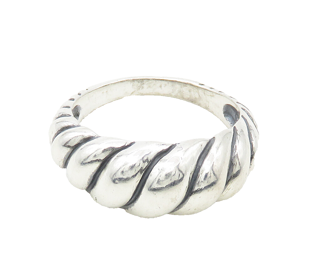 CAROLYN POLLACK 925 Silver  Vintage Shiny Twist Dome Band Ring Sz 8  RG16696