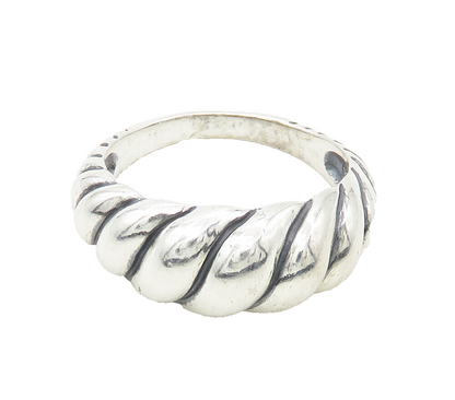 CAROLYN POLLACK 925 Silver  Vintage Shiny Twist Dome Band Ring Sz 8  RG16696