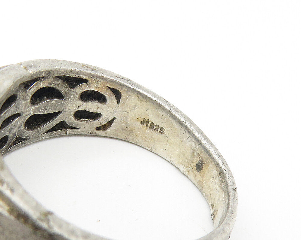 925 Sterling Silver  Vintage Cubic Zirconia Large Band Ring Sz 10.5  RG11032