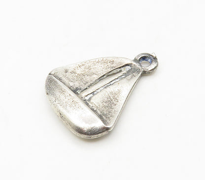 925 Sterling Silver  Vintage Sail Boat Motif Smooth Dark Tone Pendant  PT12296