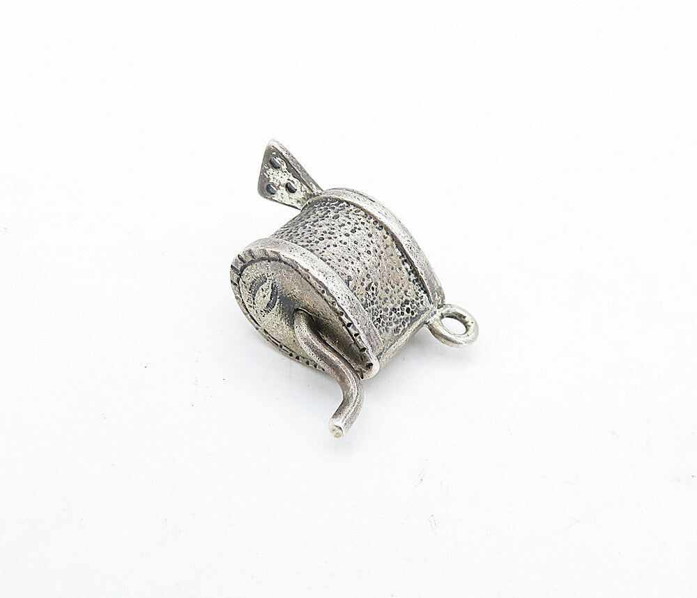 925 Sterling Silver  Vintage Petite Dark Tone Spinning Handle Pendant  PT3497