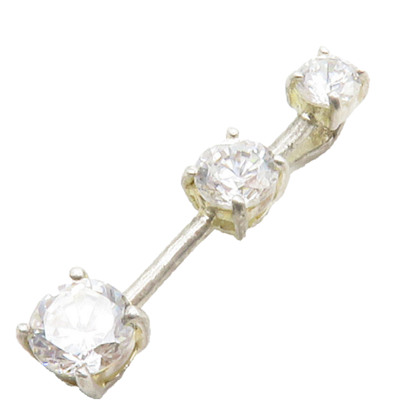 925 Sterling Silver  Vintage Graduated Cubic Zirconia Bar Pendant  PT10354