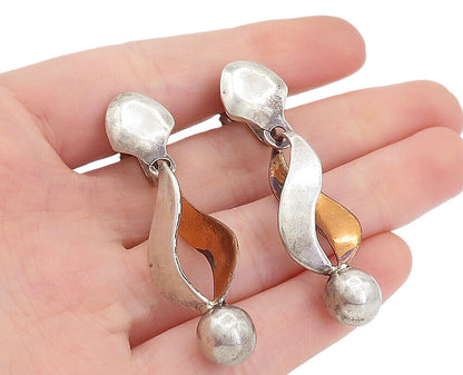 MEXICO 925 Silver  Vintage Two Tone Infinity Twist Non Pierce Earrings  EG2871