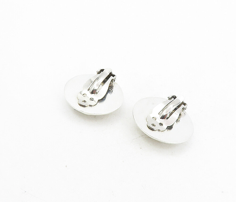 MEXICO 925 Sterling Silver  Vintage Shiny Pattern Dome Drop Earrings  EG4089