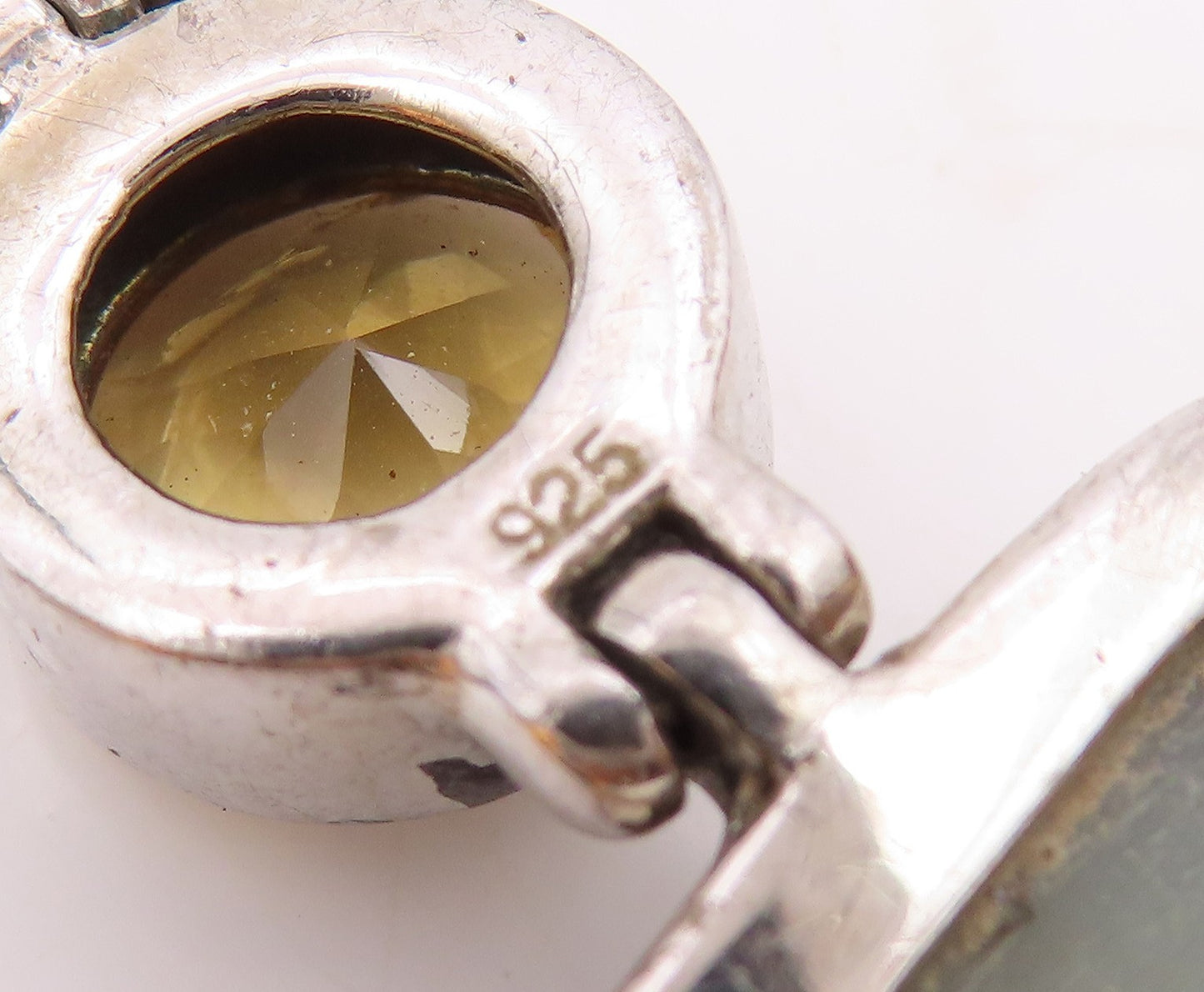 925 Sterling Silver  Vintage Amethyst Citrine & Druzy Hinge Pendant  PT17992