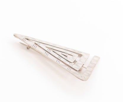 925 Sterling Silver Vintage Brooch Grooved Geometric Nested Triangles  BP11839