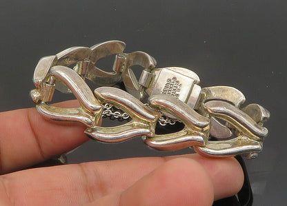 MEXICO 925 Sterling Silver  Vintage Shiny Wishbone Link Chain Bracelet  BT8446