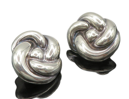 FREDERIC JEAN DUCLOS 925 Silver  Vintage Hollow Non Pierce Earrings  EG7563