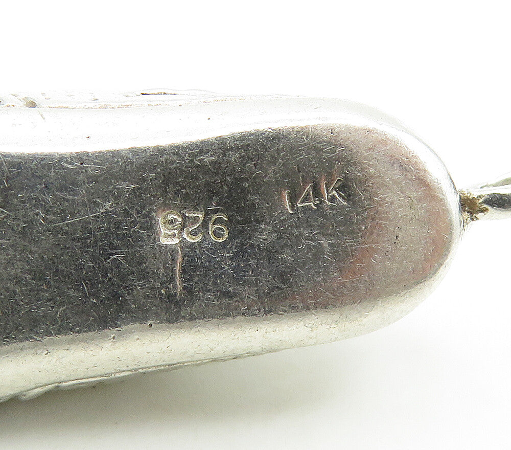 925 Sterling Silver  Vintage Shiny Came From Poverty Shoe Pendant  PT13381