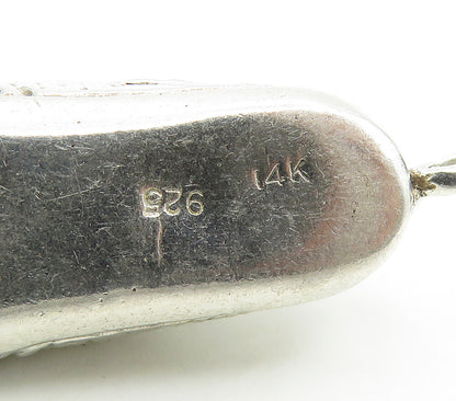 925 Sterling Silver  Vintage Shiny Came From Poverty Shoe Pendant  PT13381