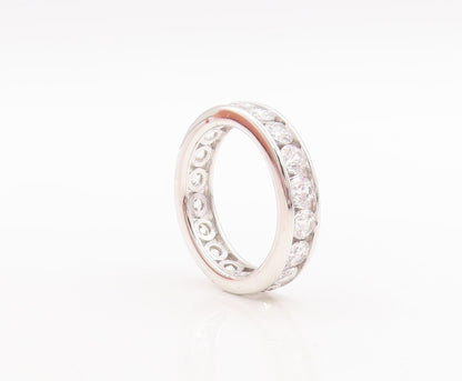 925 Sterling Silver Vintage Ring Minimalist Round Topaz 360 Band  Sz 7  RG29599