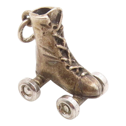 925 Sterling Silver Vintage Pendant Miniature Roller Skate Figurine  PT26122