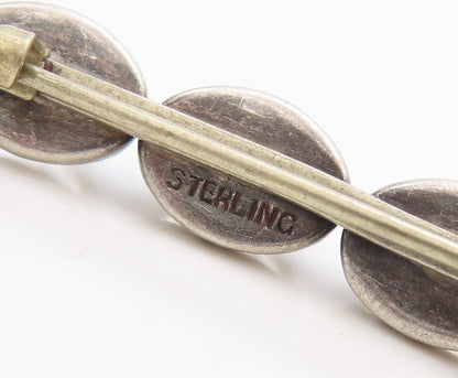 925 Sterling Silver Vintage Brooch Pin Oval Cabochon Cat's Eye Band  BP11370