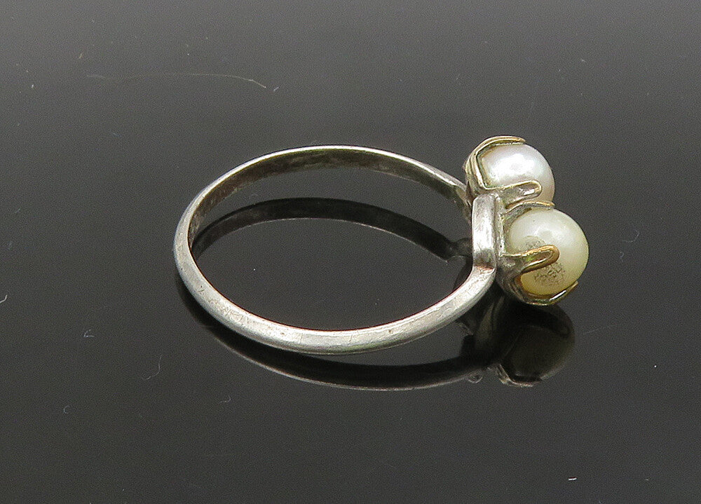 ESPO 925 Sterling Silver  Vintage Freshwater Pearls Band Ring Sz 8.5  RG21690