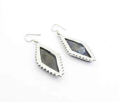 925 Sterling Silver  Vintage Sodalite Diamond Shape Dangle Earrings  EG3142