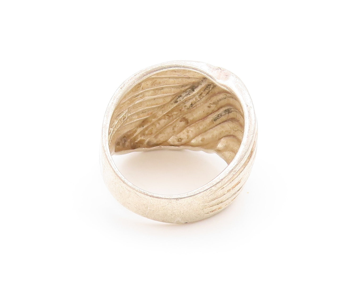 925 Sterling Silver Vintage Ring Solid Designer Wave Grooved  Sz 6.5  RG31900