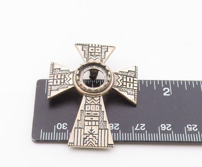 CAROLYN POLLACK 925 Silver  Vintage Etched Detail Cross Motif Pendant  PT20127