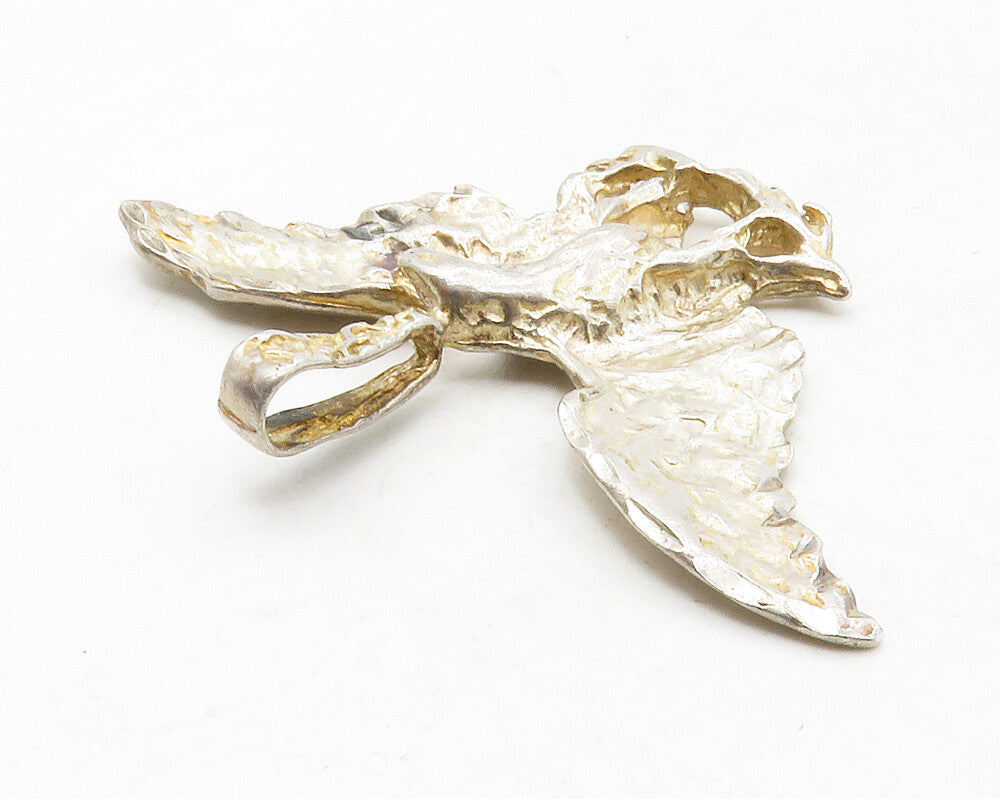 925 Sterling Silver  Vintage Sculpted Eagle Spread Wings Pendant  PT10303