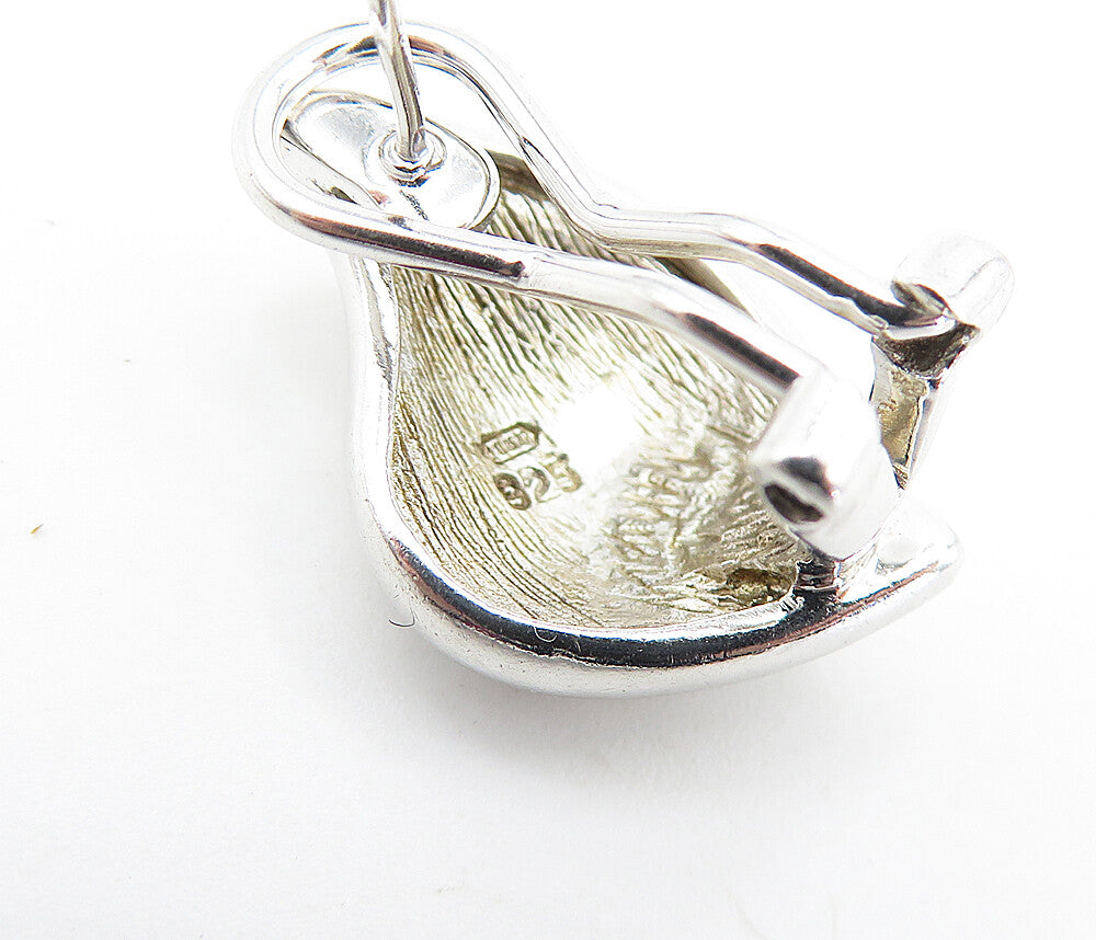 925 Sterling Silver  Vintage Shiny Enamel Coated Detail Drop Earrings  EG2526