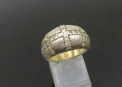 925 Sterling Silver  Vintage Cubic Zirconia Crosses Band Ring Sz 6  RG22736
