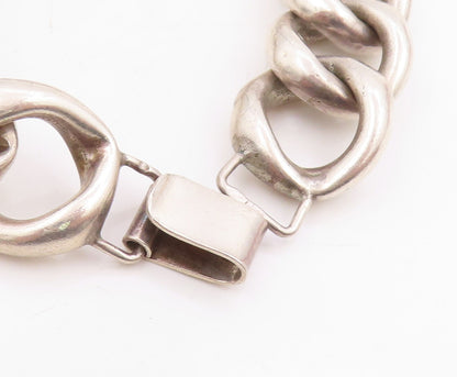 925 Sterling Silver Vintage Bracelet POLAND Chunky Curb Link Solid Chain BT11441