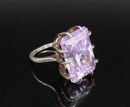 925 Silver  Vintage Beautiful Purple Cubic Zirconia Ring Sz 6.5  RG26089