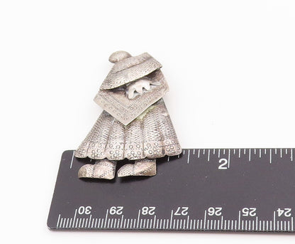 925 Sterling Silver Vintage Brooch Pin Peruvian Poncho Women Figurine   BP12168