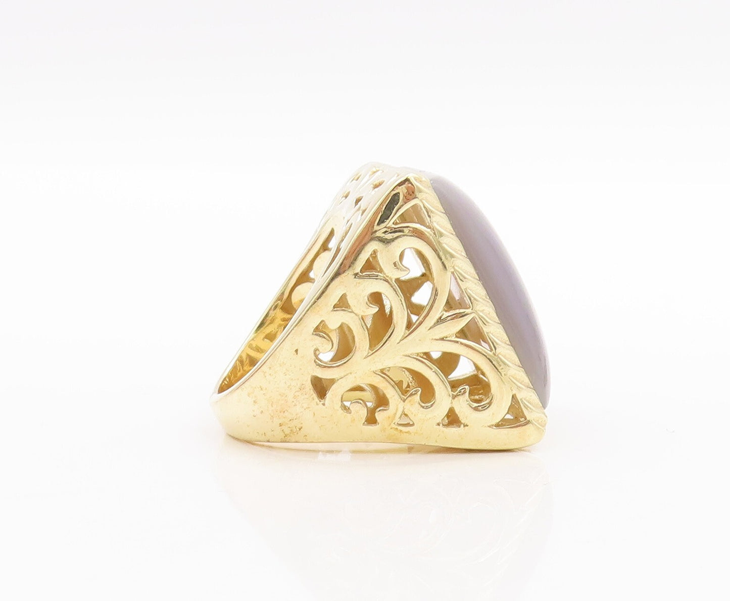 925 Sterling Silver Vintage Ring Gold Plated Real Large Gemstone Sz 8 RG29681