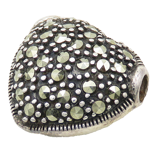 925 Sterling Silver   Vintage Sparkling Marcasite Love Heart Pendant  PT15582