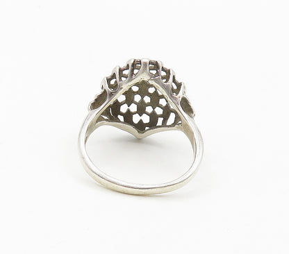 925 Sterling Silver  Vintage Shiny Diamond Shaped Band Ring Sz 5.5  RG16919