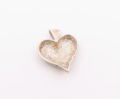 925 Sterling Silver  Vintage Love Heart Dome Diamond Cut Pendant  PT17510