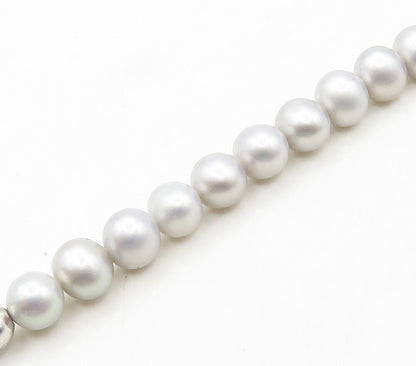 925 Sterling Silver  Shiny Freshwater Pearls Beaded Chain Necklace  NE2574