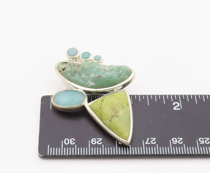 925 Sterling Silver Vintage Pendant WHITNEY KELLY Multi Gemstone Charm  PT26351