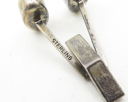925 Sterling Silver  Vintage Dark Tone Etched Modernist Cufflinks  TR2433