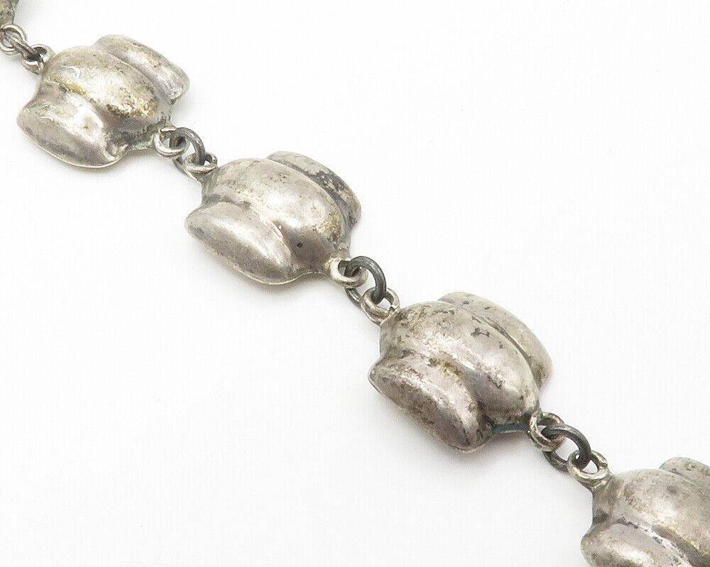 MEXICO 925 Sterling Silver  Vintage Dark Tone Fluted Chain Bracelet  BT5657