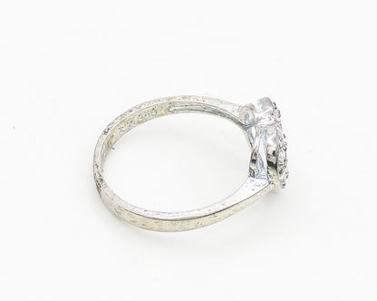 925 Sterling Silver  Vintage Topaz Open Love Heart Band Ring Sz 8  RG18947