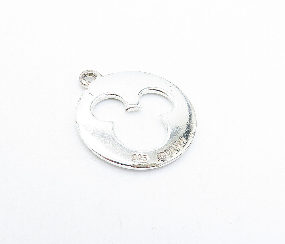 DISNEY 925 Sterling Silver  Topaz Mickey Mouse Cutout Round Pendant  PT5133