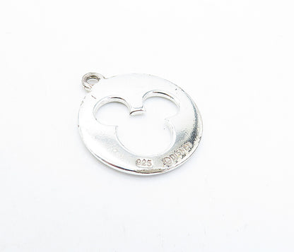 DISNEY 925 Sterling Silver  Topaz Mickey Mouse Cutout Round Pendant  PT5133