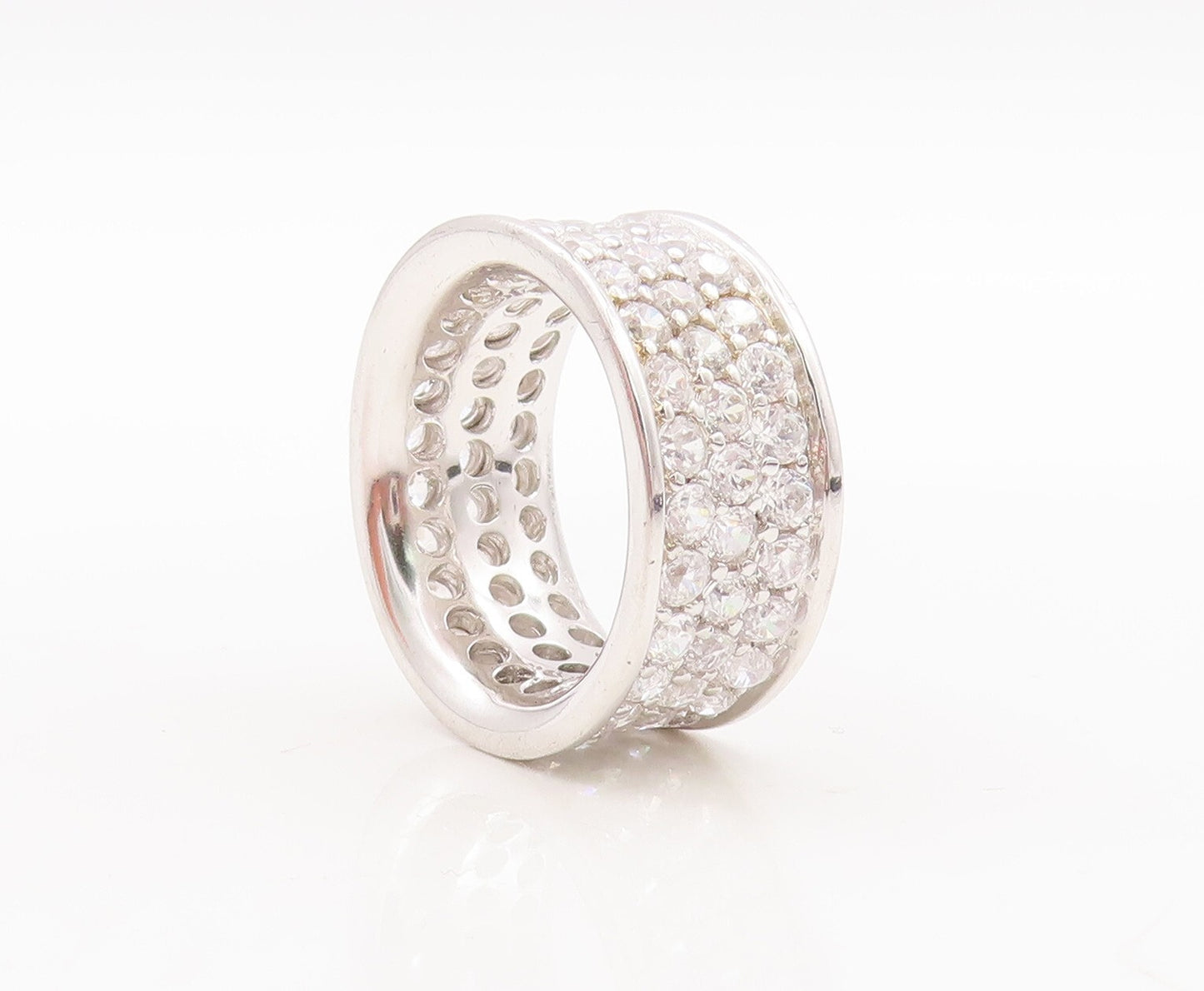 925 Sterling Silver Vintage Ring Minimalist CZ Inlay 360 Band  Sz 7  RG29802