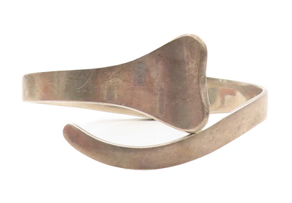 MEXICO 925 Sterling Silver  Vintage Dark Tone Bypass Bangle Bracelet  BT1453