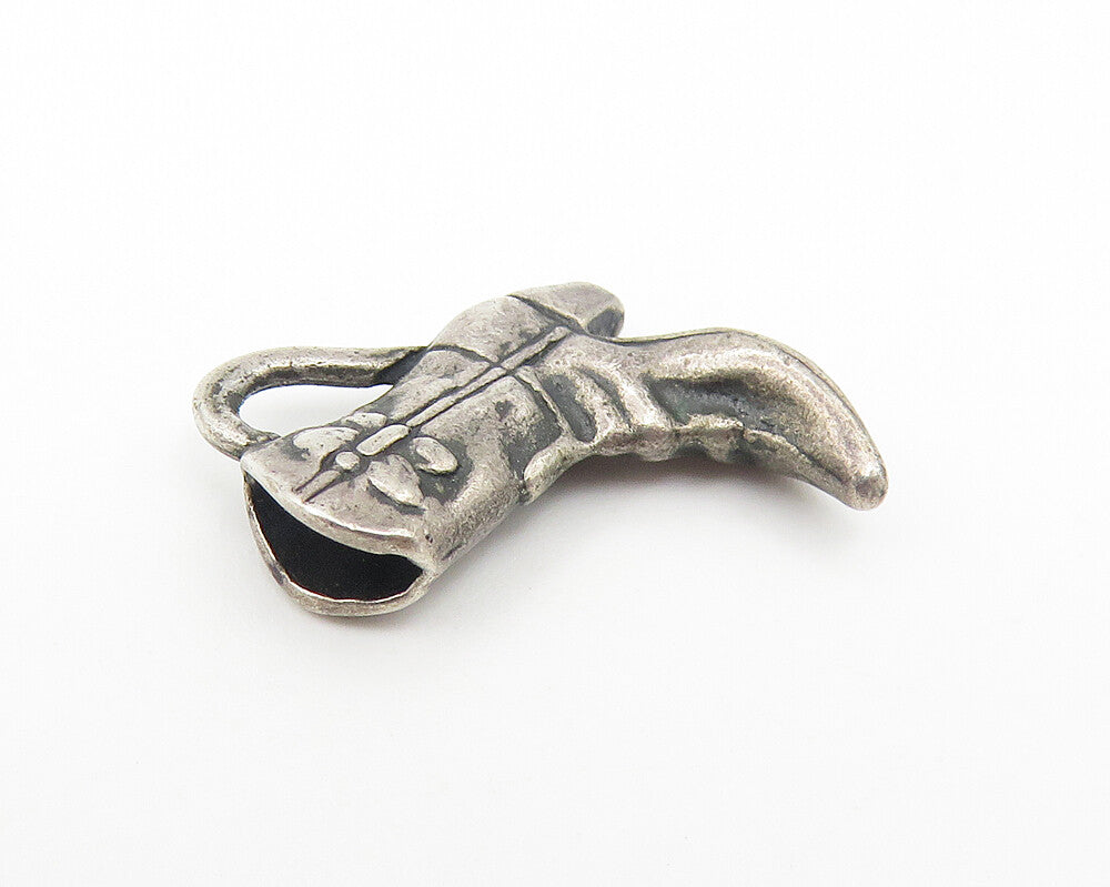 925 Sterling Silver  Vintage Petite Dark Tone Cowboy Boot Motif Pendant PT9048