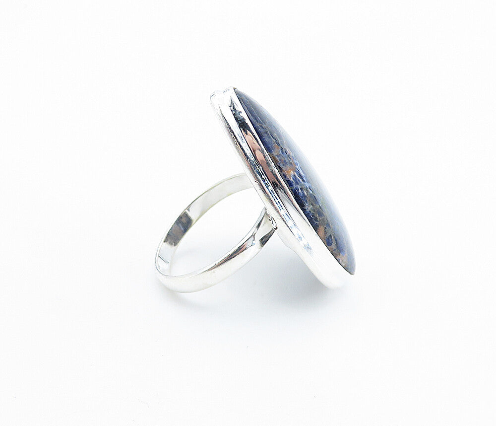 925 Sterling Silver Tear Drop Sodalite Polished Cocktail Ring Sz 9.5 RG7739