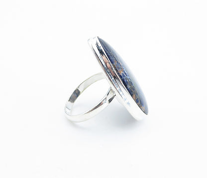 925 Sterling Silver Tear Drop Sodalite Polished Cocktail Ring Sz 9.5 RG7739