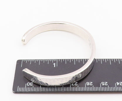 925 Sterling Silver Vintage Bracelet DEVATA Minimalist Hammered Cuff  BT12146