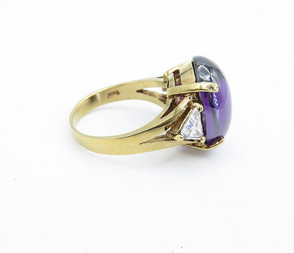 925 Sterling Silver  Amethyst & Topaz Gold Plated Cocktail Ring Sz 6  RG7295