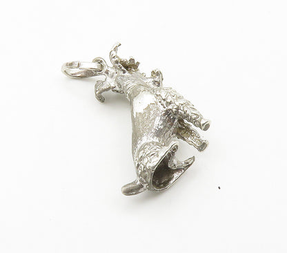 925 Sterling Silver  Vintage Shiny Sculpted Sitting Dog Pendant  PT12000